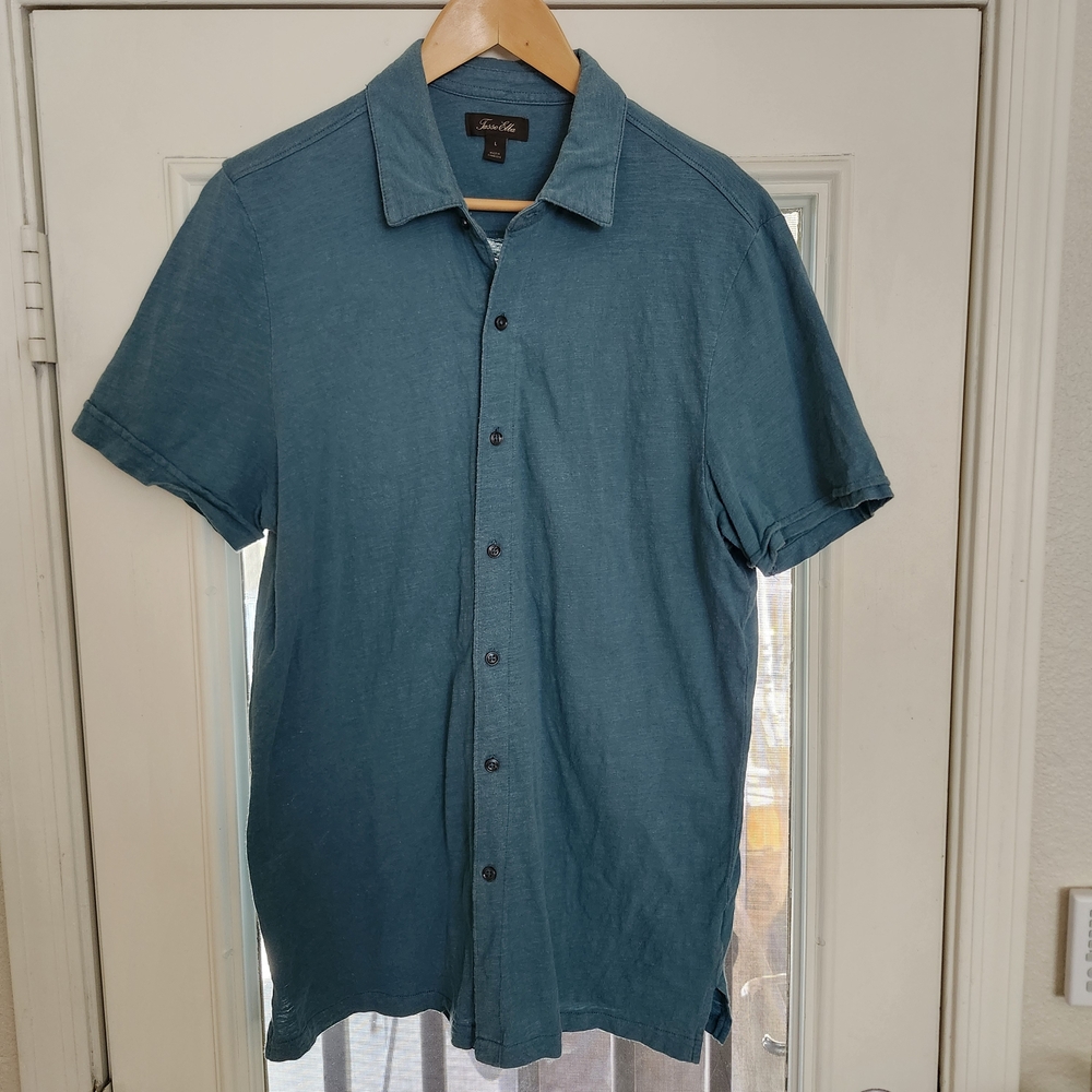 Tasso Elba Men's Teal Green Short Sleeve L Large Shirt